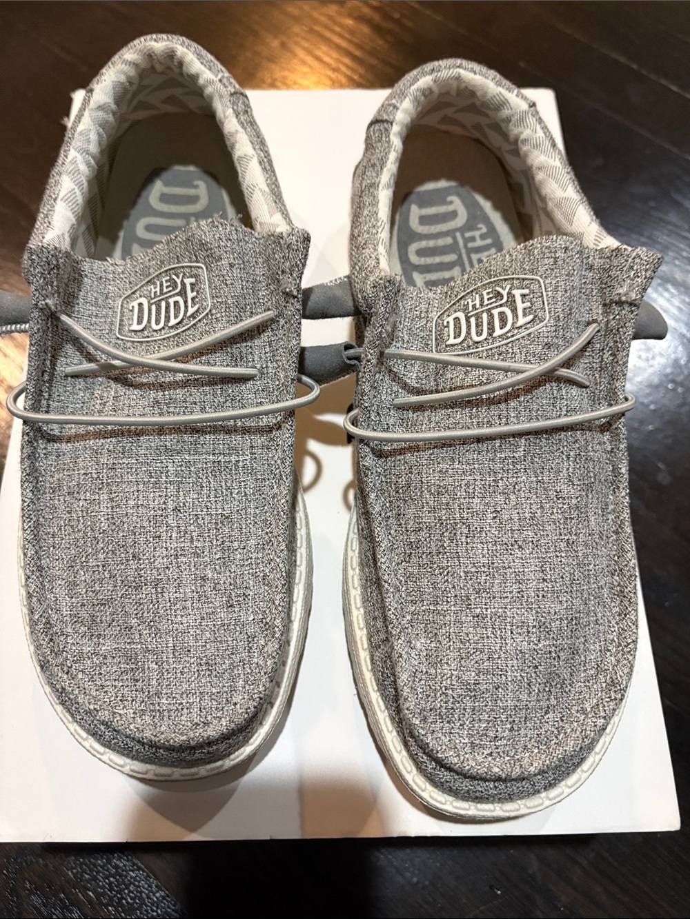 Hey Dude Grey Knit Slip-On Loafers worn twice. Men’s 7